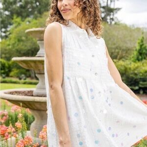 QUEEN OF SPARKLES White Dress with Colorful Dots
